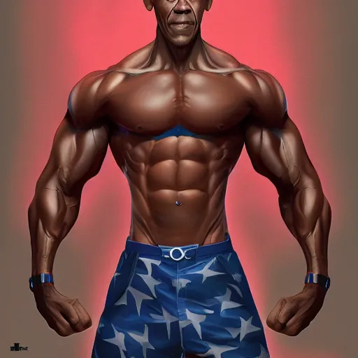 Image similar to Muscular Obama , digital art , hyperdetailed , artstation , cgsociety , matt painting , concept art