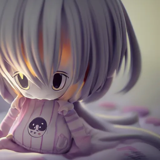 Prompt: cute fumo plush of a girl with four arms, monstergirl, blob anime, bokeh, vray