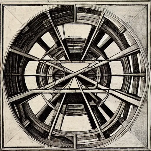 Image similar to god by leonado davinci and mc escher