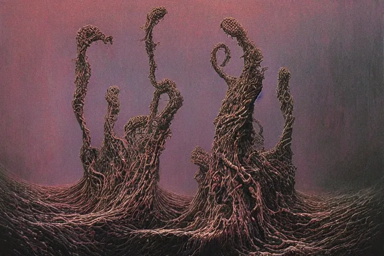 Prompt: Beksinski painting of cosmic horrors