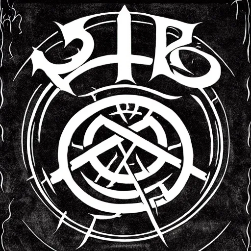 Image similar to masterpiece, symmetrical dimmu borgir logo calligraphy by thomas bokler, behance, white letters on black background