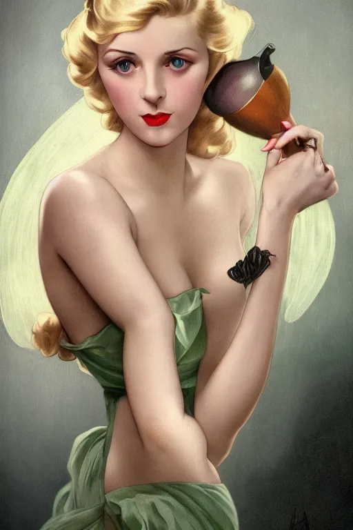 Image similar to high angle pinup photo of a beautiful blonde woman from 2 0 s decade of 1 8 0 0 century with green eyes, gloomy atmosphere, film noir realistic, sharp focus, 8 k high definition, insanely detailed, artstation, concept art, smooth, sharp focus, illustration, art by artgerm and greg rutkowski and alphonse mucha and william - adolphe bouguereau