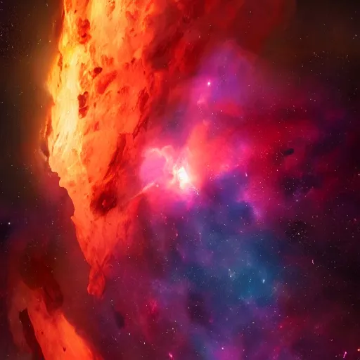 Image similar to a nebula in shape of a pheonix in space, artstation, cgsociety, highly detailed