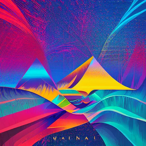 Image similar to psychedelic abstract digital artwork reminiscent of album covers from the 70's in the art style of Alena Aenami, Marcel Marcel and Metzinger