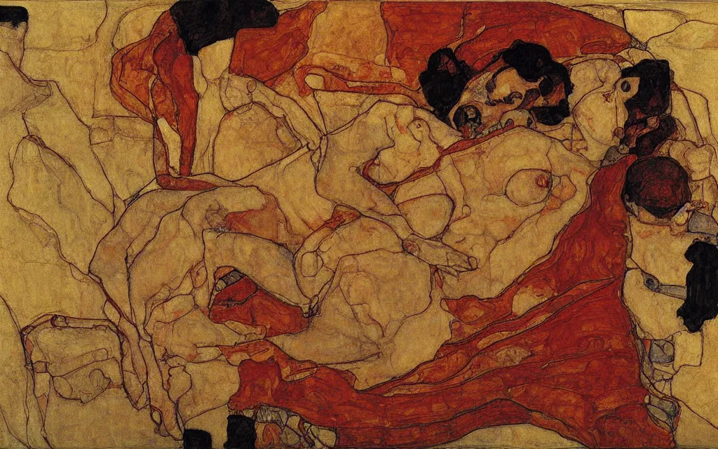 Image similar to a painting by egon schiele