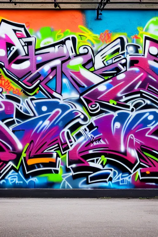 Prompt: wall full of graffiti tag and mural, photorealistic, smooth, 4 k, aesthetic lighting, baroque object, hyperdetailed, professional photography, pullitzer winning, photo by : canon eos 5 d mark iv, by karah mew and adnan abidi and jodie bateman