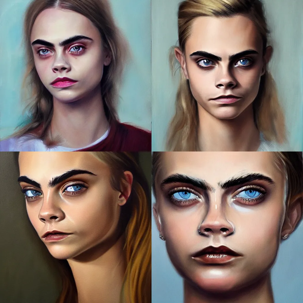 Prompt: a portrait painting of Cara Delevingne without makeup by christian krogh