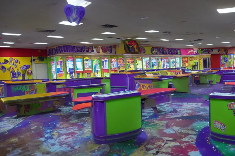 Image similar to inside an abandoned Chuck E Cheese