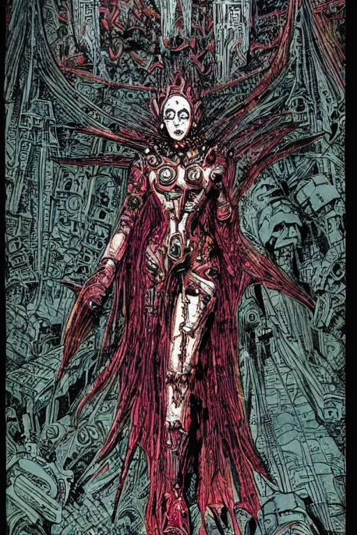 Prompt: castle woman by Philippe Druillet