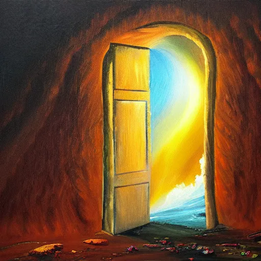 Image similar to a doorway to another universe, oil painting