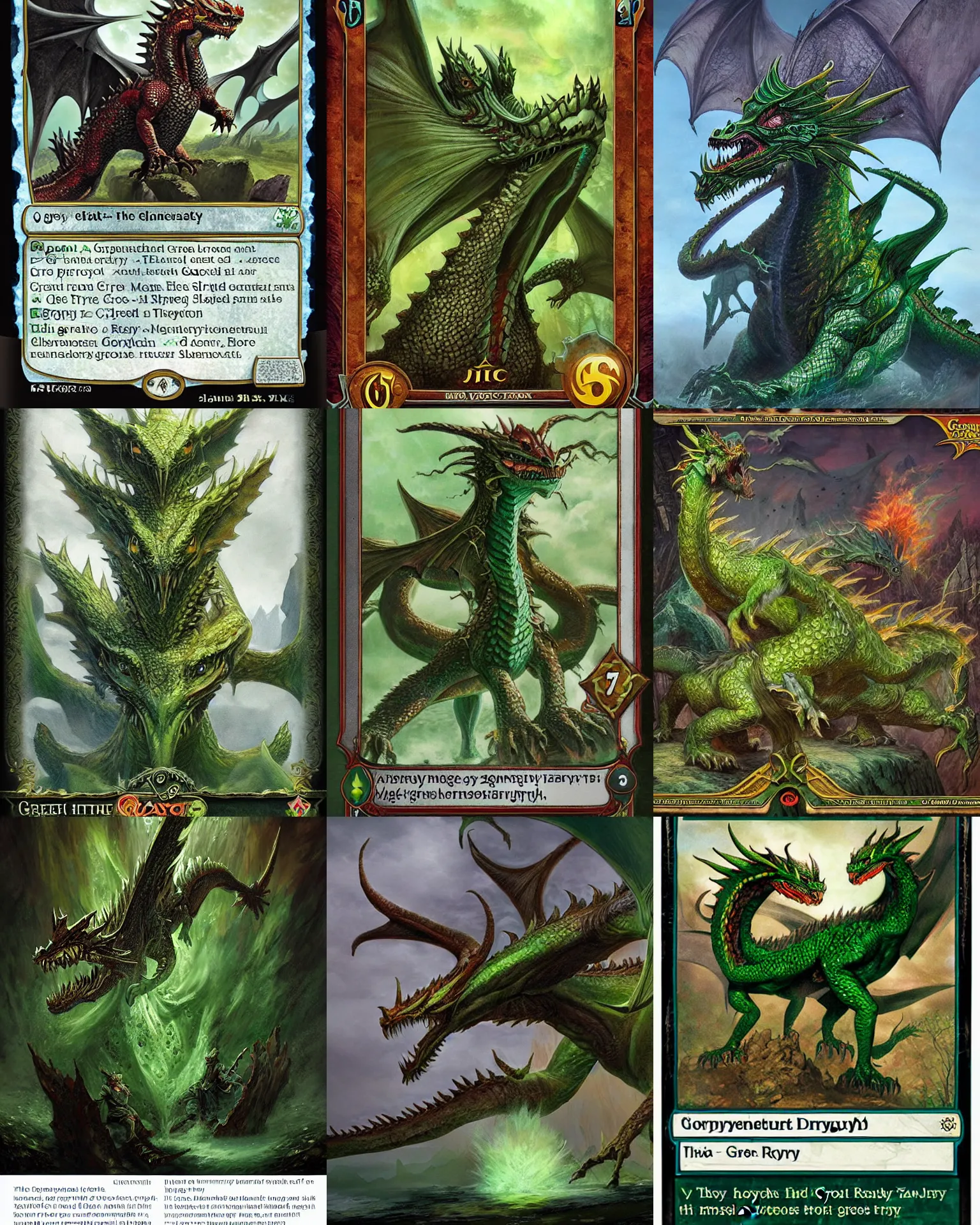 Prompt: a giant monster epic royal three - headed dragon zmej gorynych, slavic fairy - tale mythological green creature, magic : the gathering