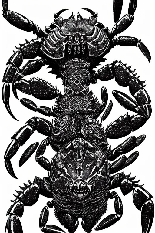 Prompt: armoured warrior humanoid crab monster, symmetrical, highly detailed, digital art, crab themed armour, sharp focus, trending on art station, kentaro miura manga art style