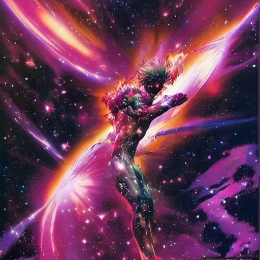 Prompt: galaxy nebula supernova apophasis yoji shinkawa apophasis moebius explosion of intense vibrant psychedelic energy gamma