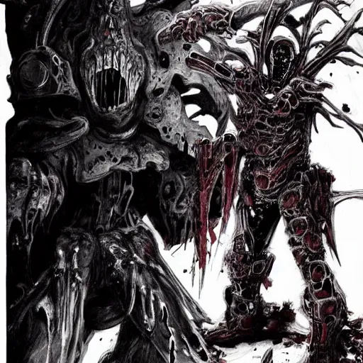 Prompt: doom, undead, tsutomu nihei art