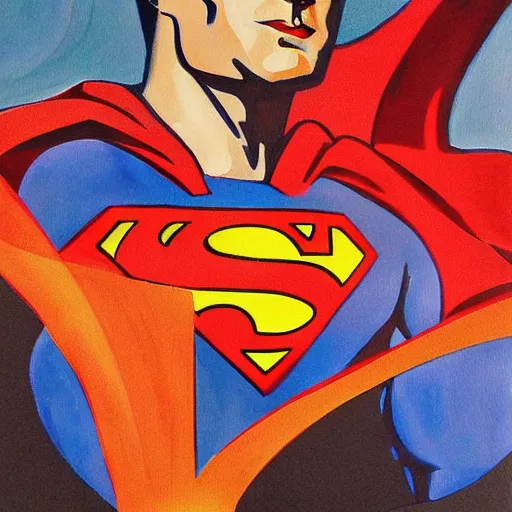 Prompt: superman as art deco, painting