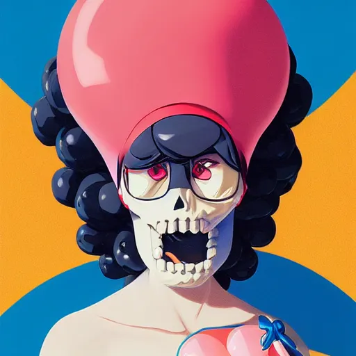 Image similar to anime skull portrait woman balloons, marge simpson, elegant, highly detailed, hard shadows and strong rim light, art by jc leyendecker and atey ghailan and sachin teng