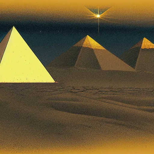 Prompt: lizard meditating in desert, pyramids, light shafts, wisps, sandstorm, light diffusion, godly, ascending, by moebius, digital art, beautiful, sacred, holy, surreal, fantasy art, oasis, by durer, durer