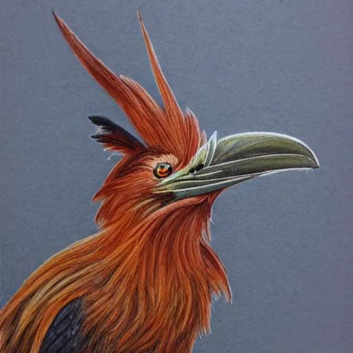 Image similar to drawing of a happy hoatzin