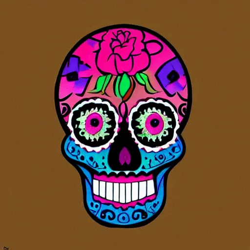 Image similar to a sugar skull in the style of pixar