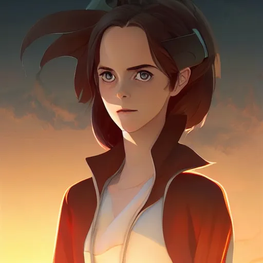 Image similar to an anime manga panel futuristic emma watson, vector behance hd jesper ejsing, rhads, makoto shinkai, lois van baarle, ilya kuvshinov, rossdraws, hd, 3 2 k, ilya kuvshinov, gustav klimt