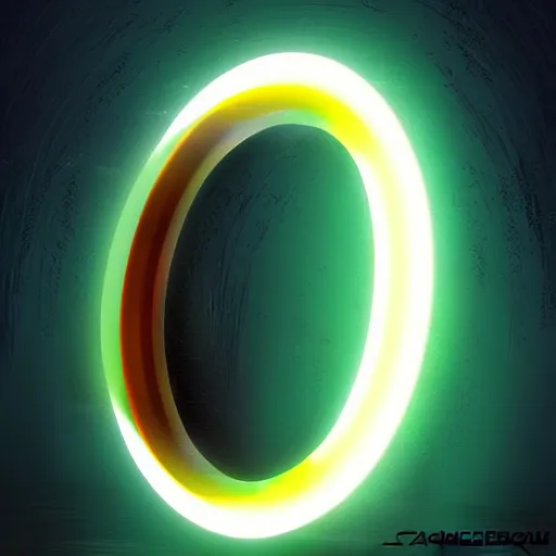 Image similar to cyberpunk glowing ring donut circle enso halo, by andreas rocha