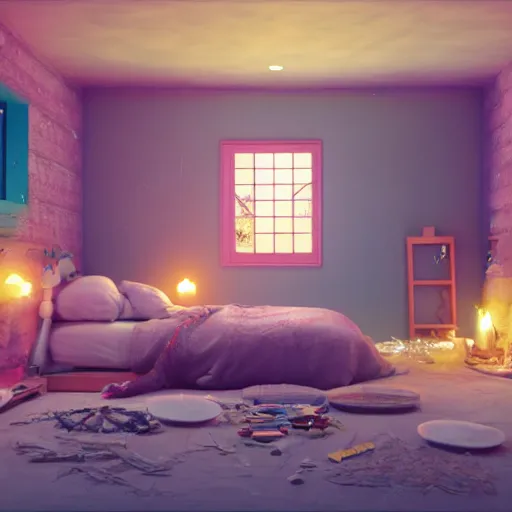 Prompt: the inside of Patrick Star’s house, photorealistic, 4k