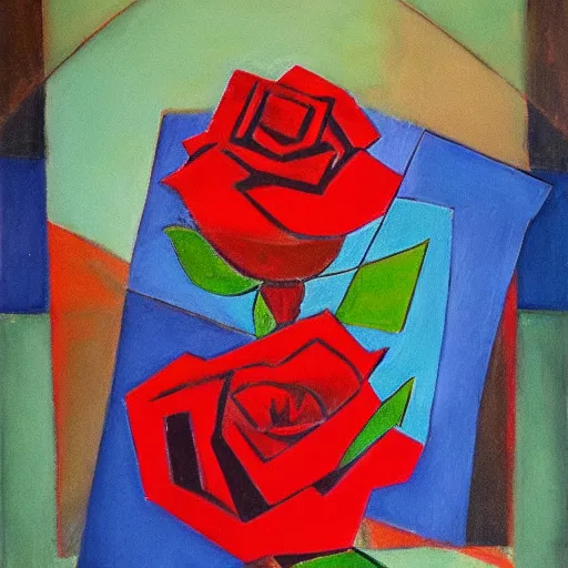 Image similar to red rose, cubism