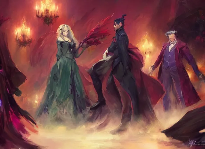 Image similar to concept art of a shalltear bloodfallen and vladimir volegov and alexander averin and delphin enjolras and daniel f. gerhartz