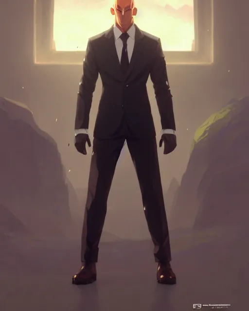 Image similar to gigachad luigi wearing a suit in the mountain, fantasy character portrait, ultra realistic, anime key visual like saitama, full body concept art like ernest khalimov, intricate details, highly detailed by greg rutkowski, ilya kuvshinov, gaston bussiere, craig mullins, simon bisley