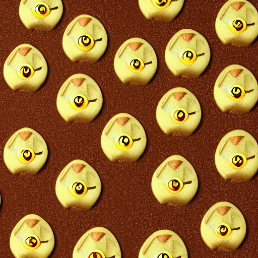 Image similar to luckys calls crypto logo golden cookie with big eyes, licking itself, big tongue, funny character from pixar, detailed 3d render, rim light