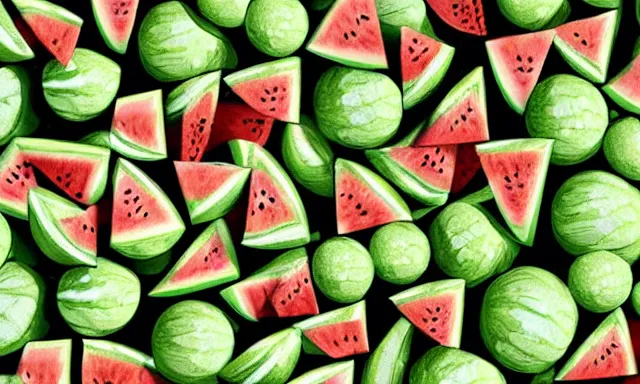 Prompt: watermelons floating in the sky