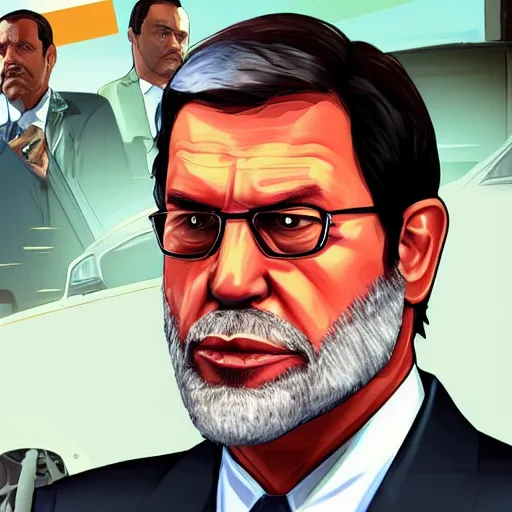 Image similar to ganster mariano rajoy, gta v loading screen art,