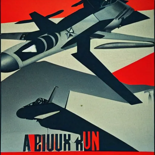 Image similar to a Bauhaus collage movie poster for Top Gun. F-14 jets