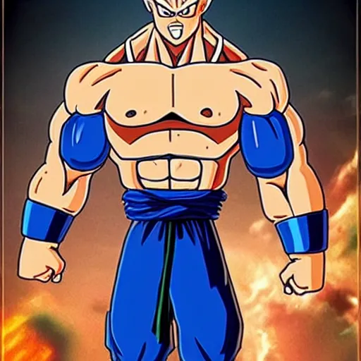 Image similar to dwayne johnson as character from dragon ball z cartoon