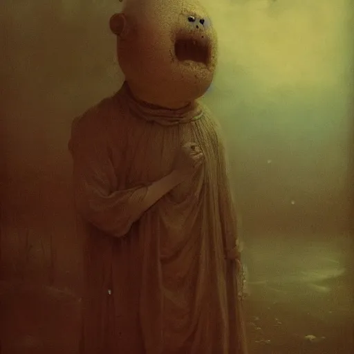 Image similar to style by millais, ( ( ( ( ( ( ( ( by beksinski ) ) ) ) ) ) ) ), portrait painting of victorian era yokai, 8 k, haunting, highly detailed, octane render, by millais,