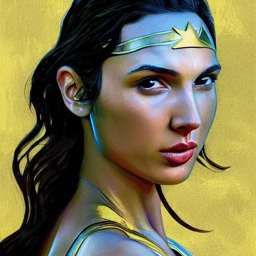 Image similar to painting of Gal Gadot in the style of Golden Rain Painting by Leon Francois Comerre