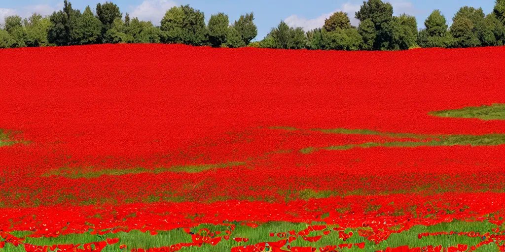 Image similar to field of poppies, marvel style