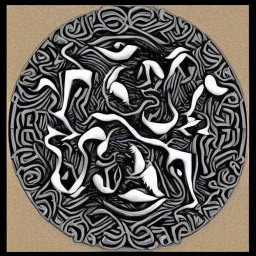 Image similar to monkey and horse forming the shape of Tai Chi, YinYang shaped, super details