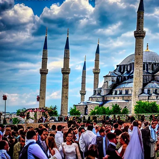 Image similar to Wedding in İstanbul, 2022, realism, 16k, HDR Shot