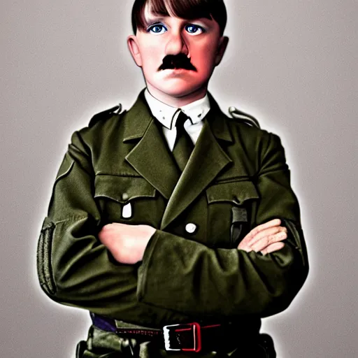 Image similar to photo of a young adolf hitler in the style of martin schoeller