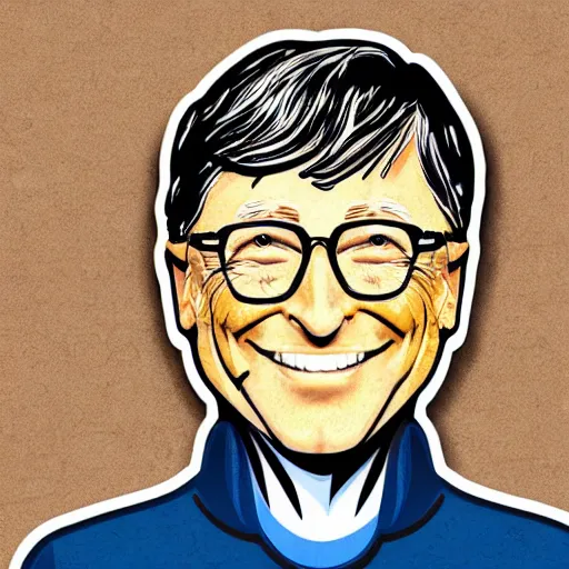 Image similar to sticker illustration of bill gates with thumbs up