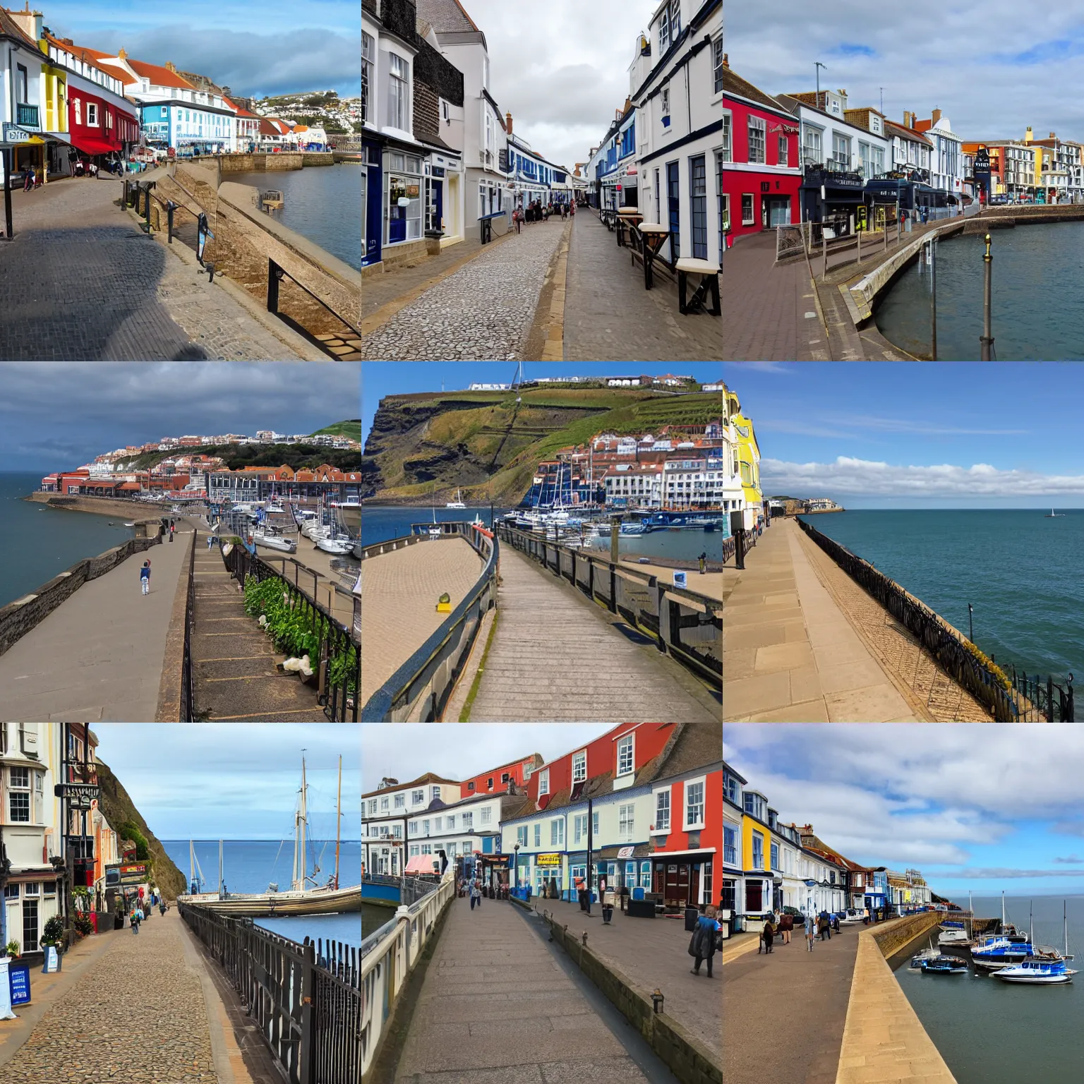 Prompt: madeira walk in ramsgate, looking toward the harbour