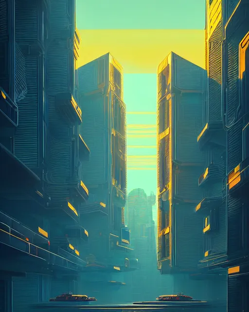 Prompt: beautiful painting of a cyberpunk marseilles inspired by leo ming pei, art by mike winkelmann, golden hour, illustration, highly detailed, simple, smooth and clean vector curves, no jagged lines, vector art, smooth, artstation