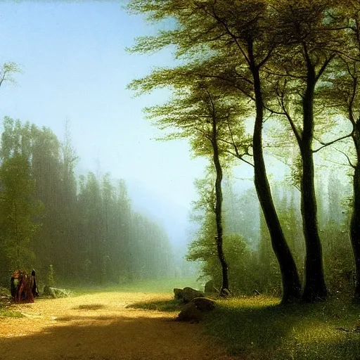 Prompt: pathways, refreshing, by albert bierstadt