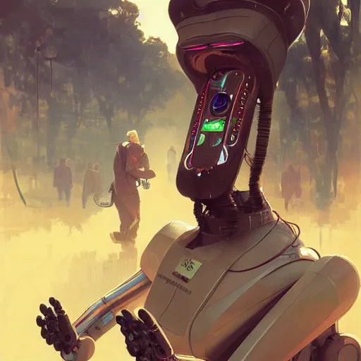 man helping robot run a marathon, artgerm, greg | Stable Diffusion ...