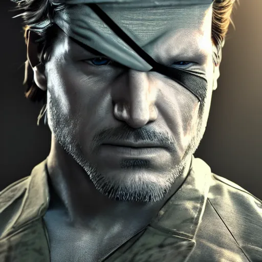 Prompt: An ultra realistic portrait of Solid Snake in Maracaibo, 4k, Ultra realistic, Highly detailed,