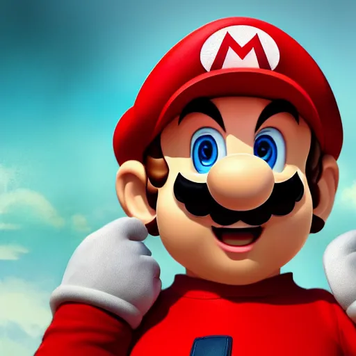 Image similar to Mario in real life, realistic, very realistic, hyperrealistic, highly detailed, very detailed, extremely detailed, detailed, digital art, oil painting, trending on artstation, headshot and bodyshot, detailed face, very detailed face, extremely detailed face, HD Quality, 8k resolution