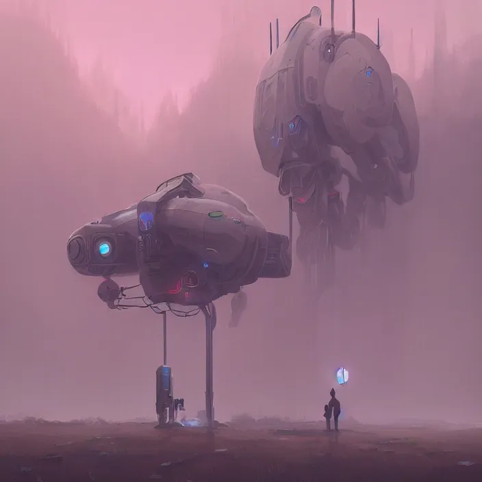 Image similar to elvish robot, foggy, extremely detailed, sharp focus, pastel colors, intricate, realistic, smooth, volumetric lighting, digital painting, by simon stalenhag