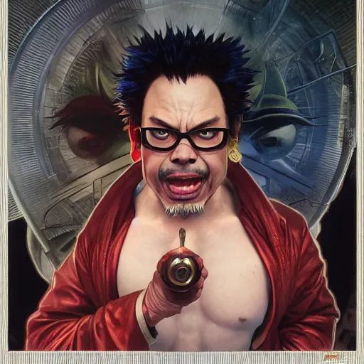 Image similar to curtis armstrong as e. honda from street fighter, ultra realistic, concept art, intricate details, eerie, highly detailed, photorealistic, octane render, 8 k, unreal engine. art by artgerm and greg rutkowski and magali villeneuve and alphonse mucha