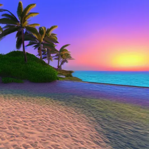 Image similar to very beautiful beach landscape, unreal engine